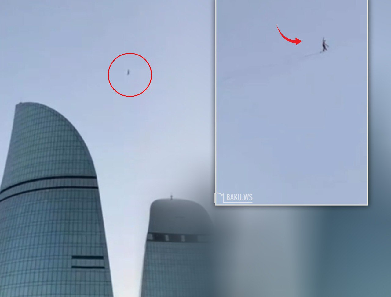 "Alov Qüllələri" arasındakı kəndirdə gəzən şəxs kimdir?